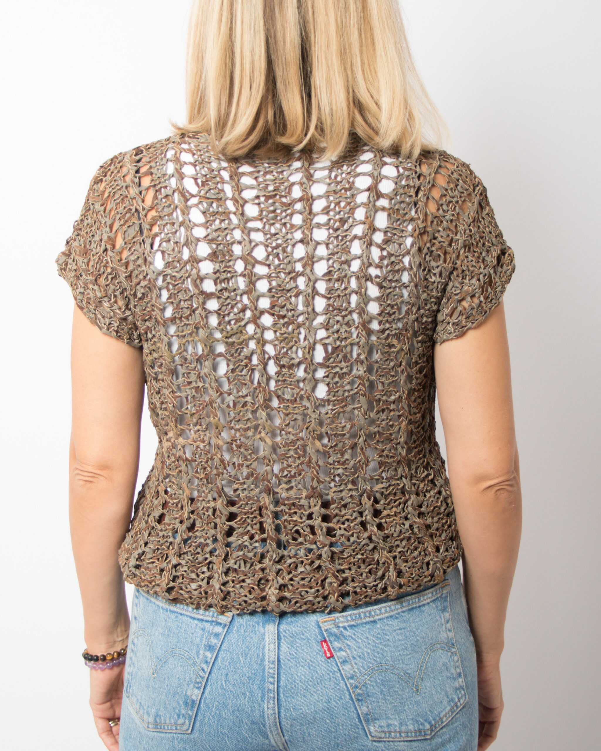 RARE Vintage Knitted Leather Top Women RARE Vintage Knitted Leather Top Women - Image 5