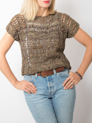RARE Vintage Knitted Leather Top Women