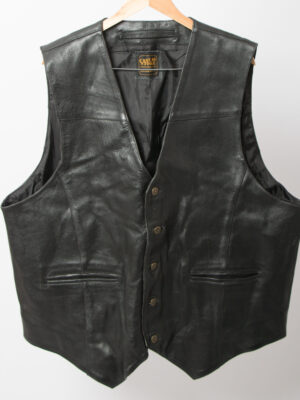 RARE Vintage Black Leather Waistcoat Men