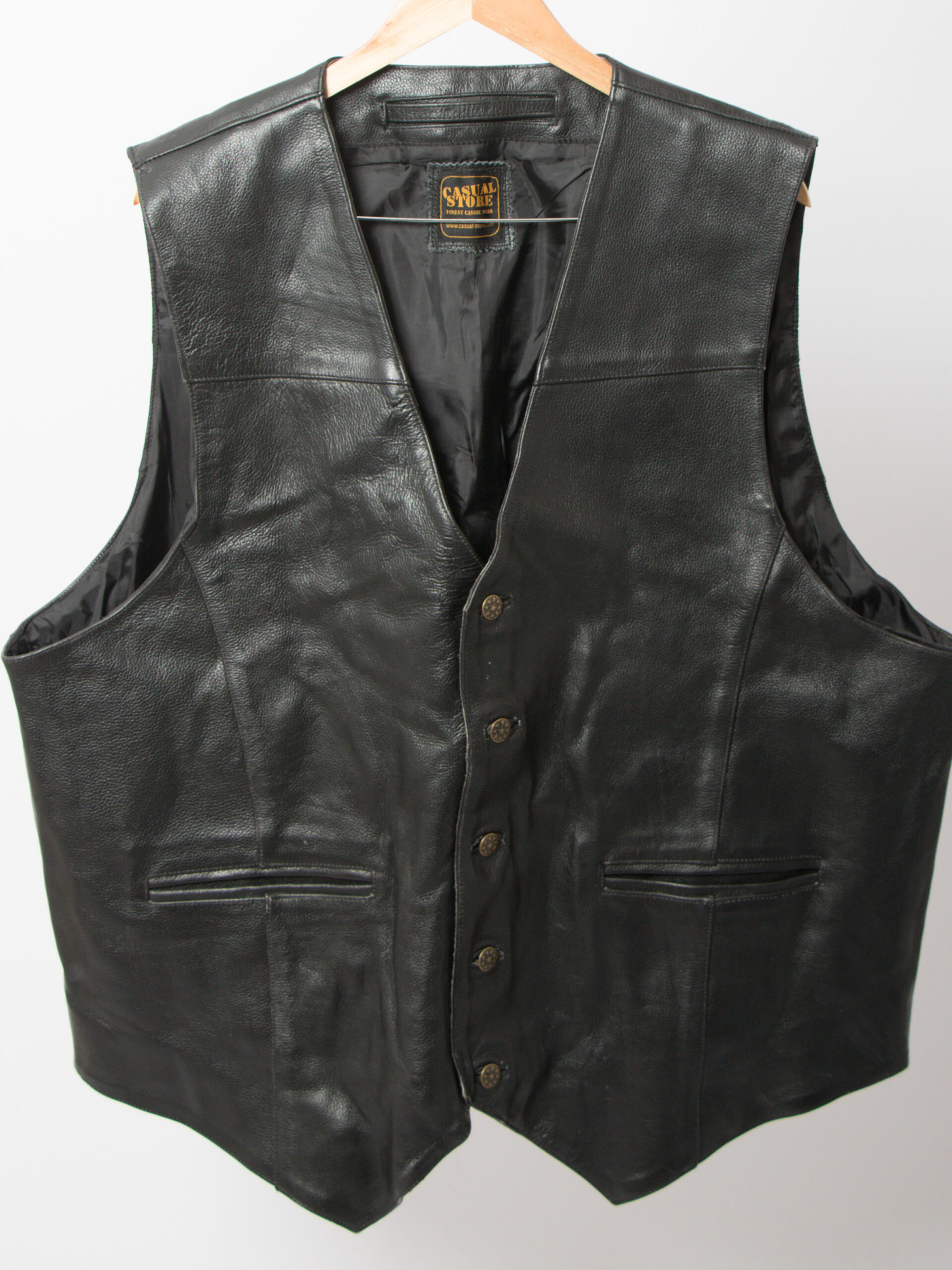 RARE Vintage Black Leather Waistcoat Men RARE Vintage Black Leather Waistcoat Men