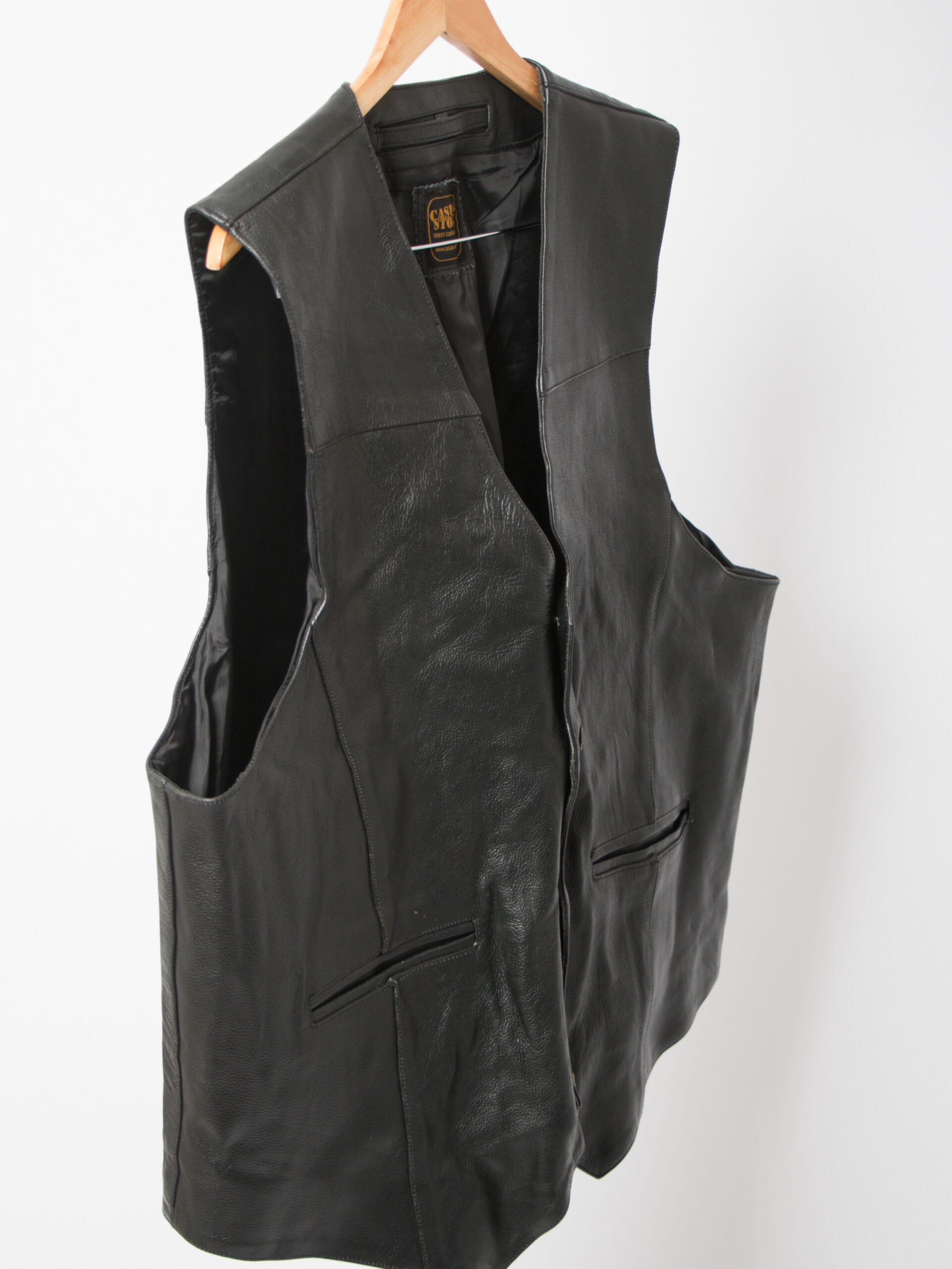 RARE Vintage Black Leather Waistcoat Men RARE Vintage Black Leather Waistcoat Men - Image 2