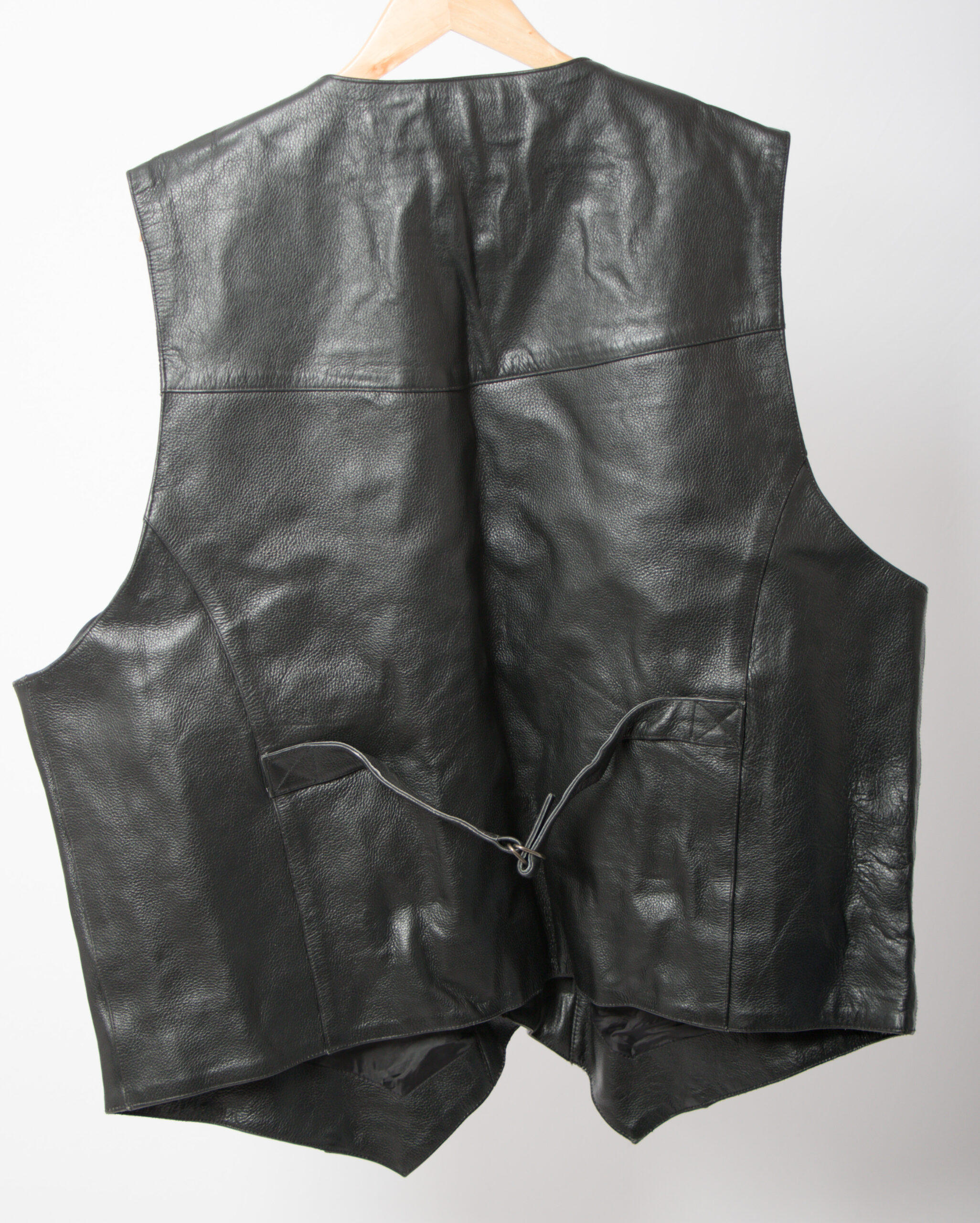 RARE Vintage Black Leather Waistcoat Men RARE Vintage Black Leather Waistcoat Men - Image 3