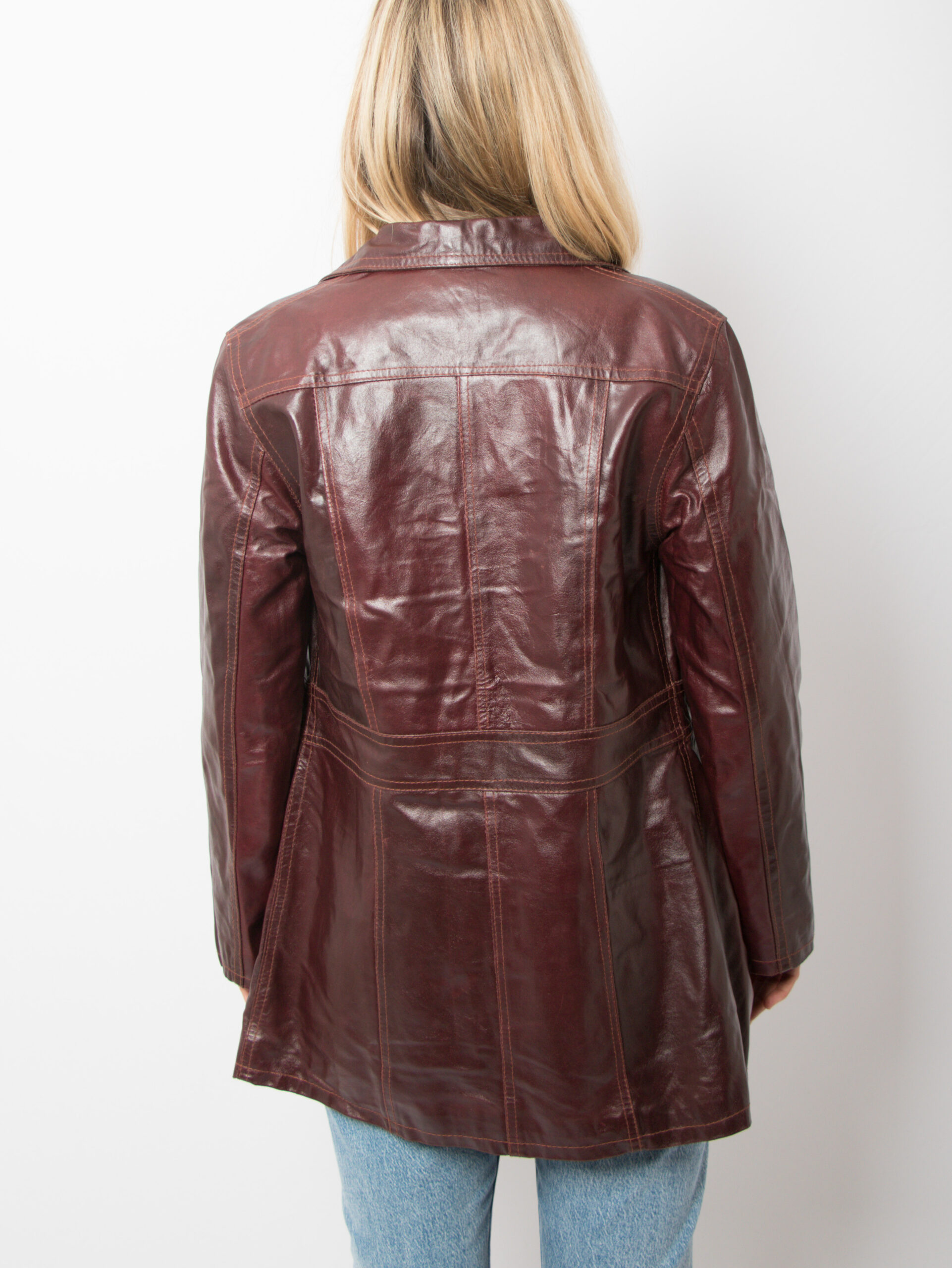 Vintage Burgundy Leather Jacket Vintage Burgundy Leather Jacket - Image 2