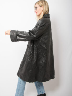ASAPEL Vintage Leather Swing Coat