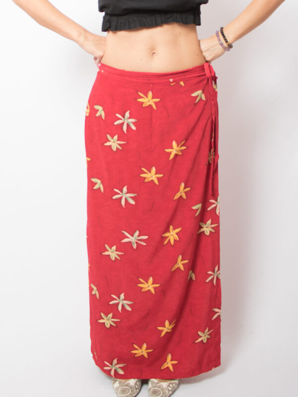 Vintage Floral Maxi Wrap Skirt - Image 2
