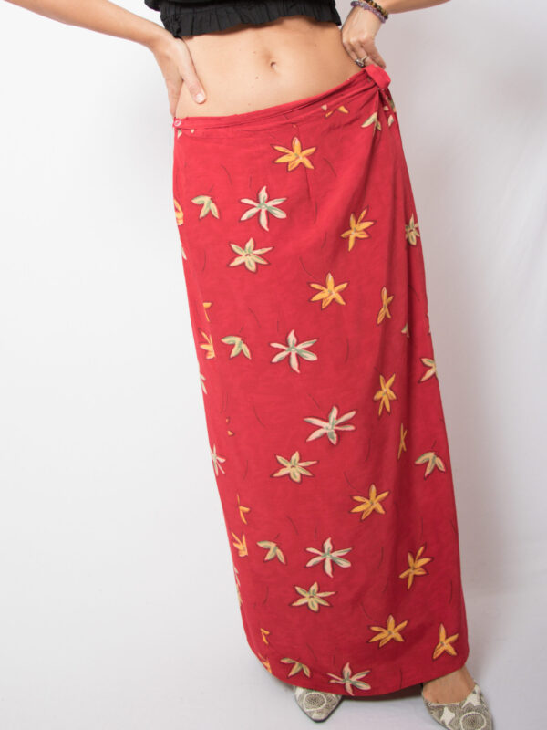 Vintage Floral Maxi Wrap Skirt - Image 3