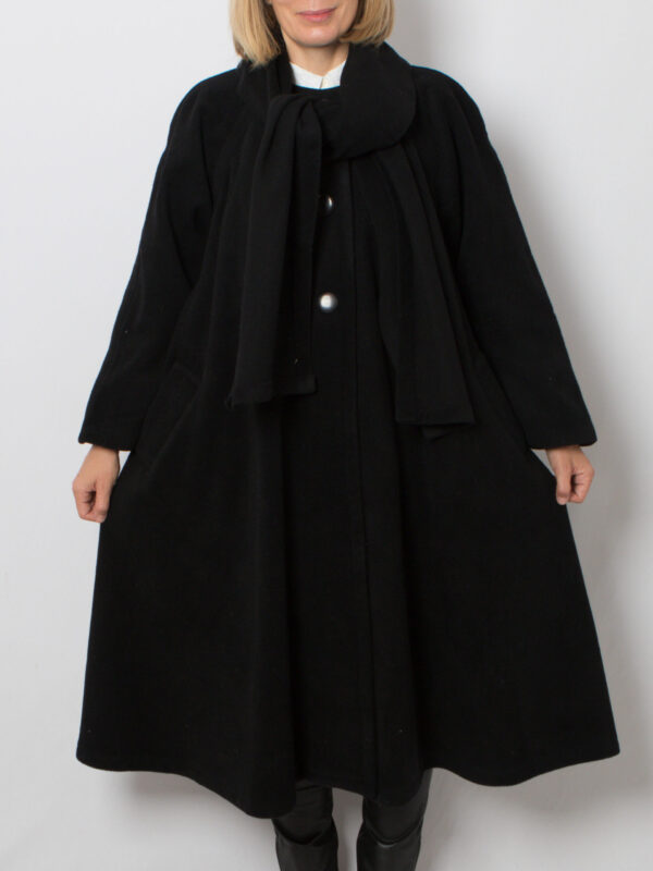Vintage Wool Swing Coat with Scarf - Image 3