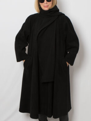 Vintage Wool Swing Coat with Scarf