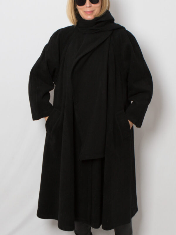 Vintage Wool Swing Coat with Scarf