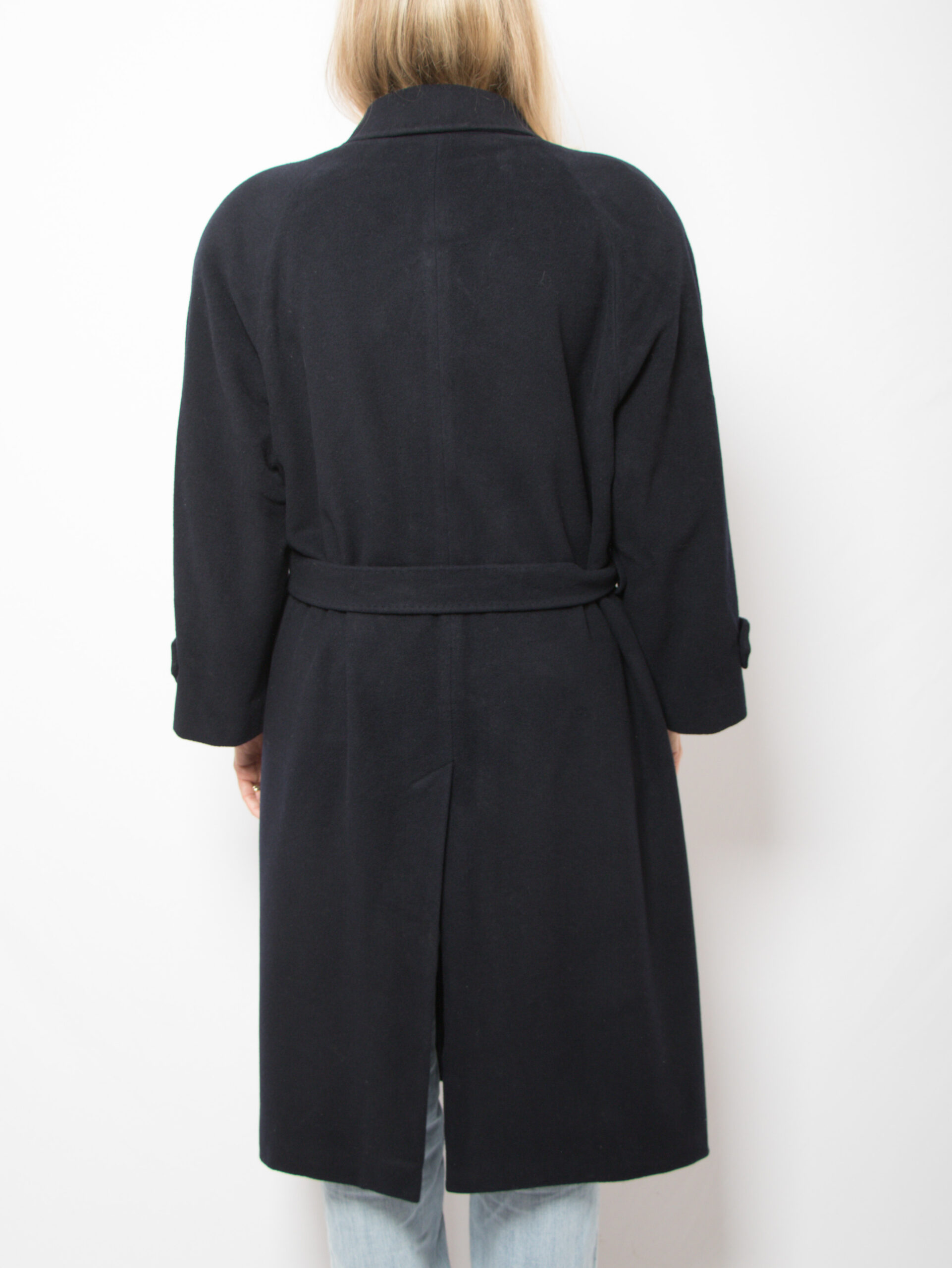 Vintage Blue Cashmere Wool Coat with Belt Vintage Blue Cashmere Wool Coat with Belt - Image 4