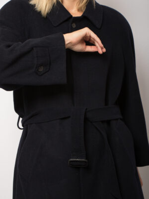Vintage Blue Cashmere Wool Coat with Belt