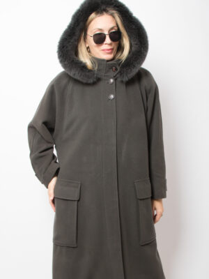 Vintage CIRSTEIN Cashmere Wool Coat with Fox Fur Trim