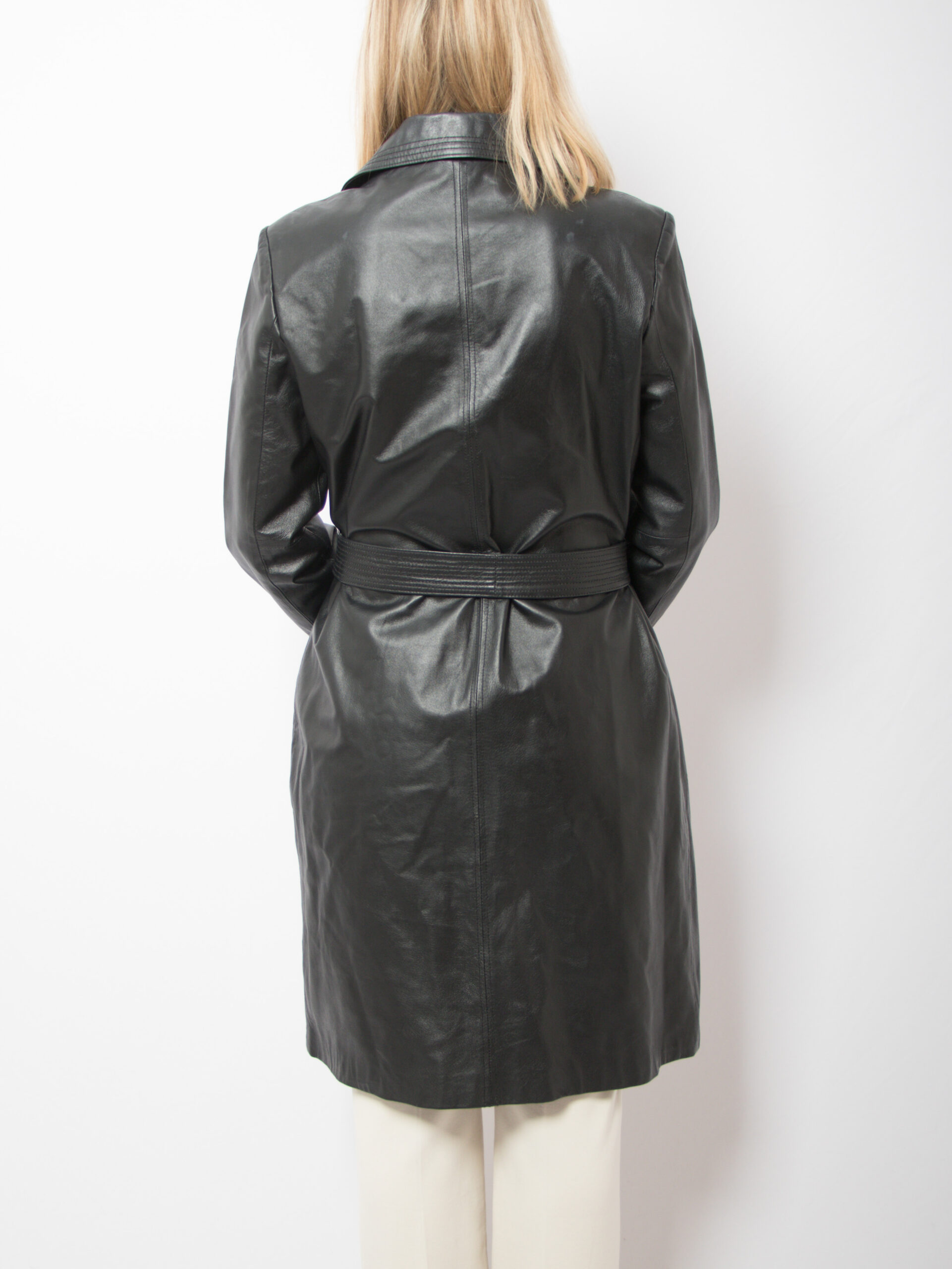 Minimalist 90s Leather Trench Coat Women Minimalist 90s Leather Trench Coat Women - Image 4
