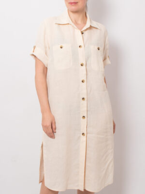 Vintage Pastel Linen Shirt Dress
