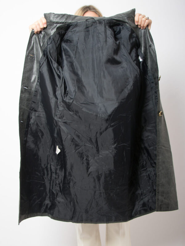 STEFANEL Grey Leather Trench Coat - Image 7