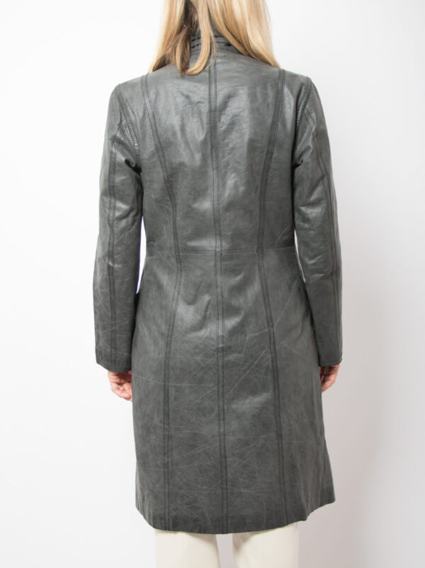STEFANEL Grey Leather Trench Coat - Image 5