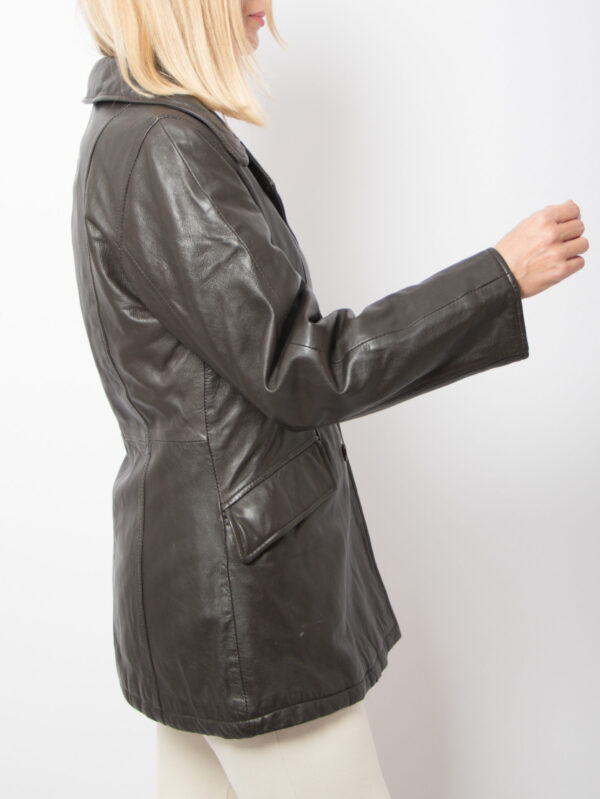 70s Double Breasted Leather Jacket - Image 5