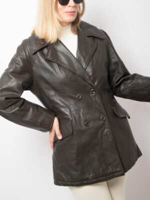 70s Double Breasted Leather Jacket