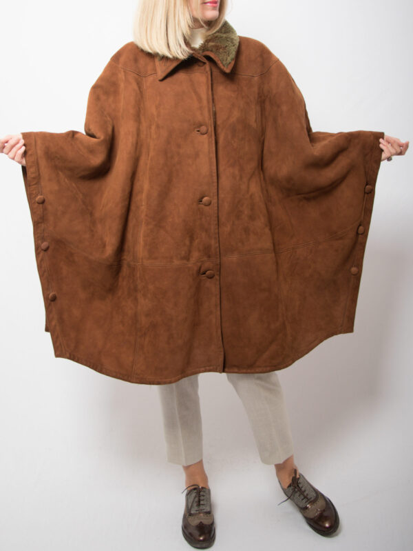 Vintage MARINA RINALDI Shearling Cape - Image 8