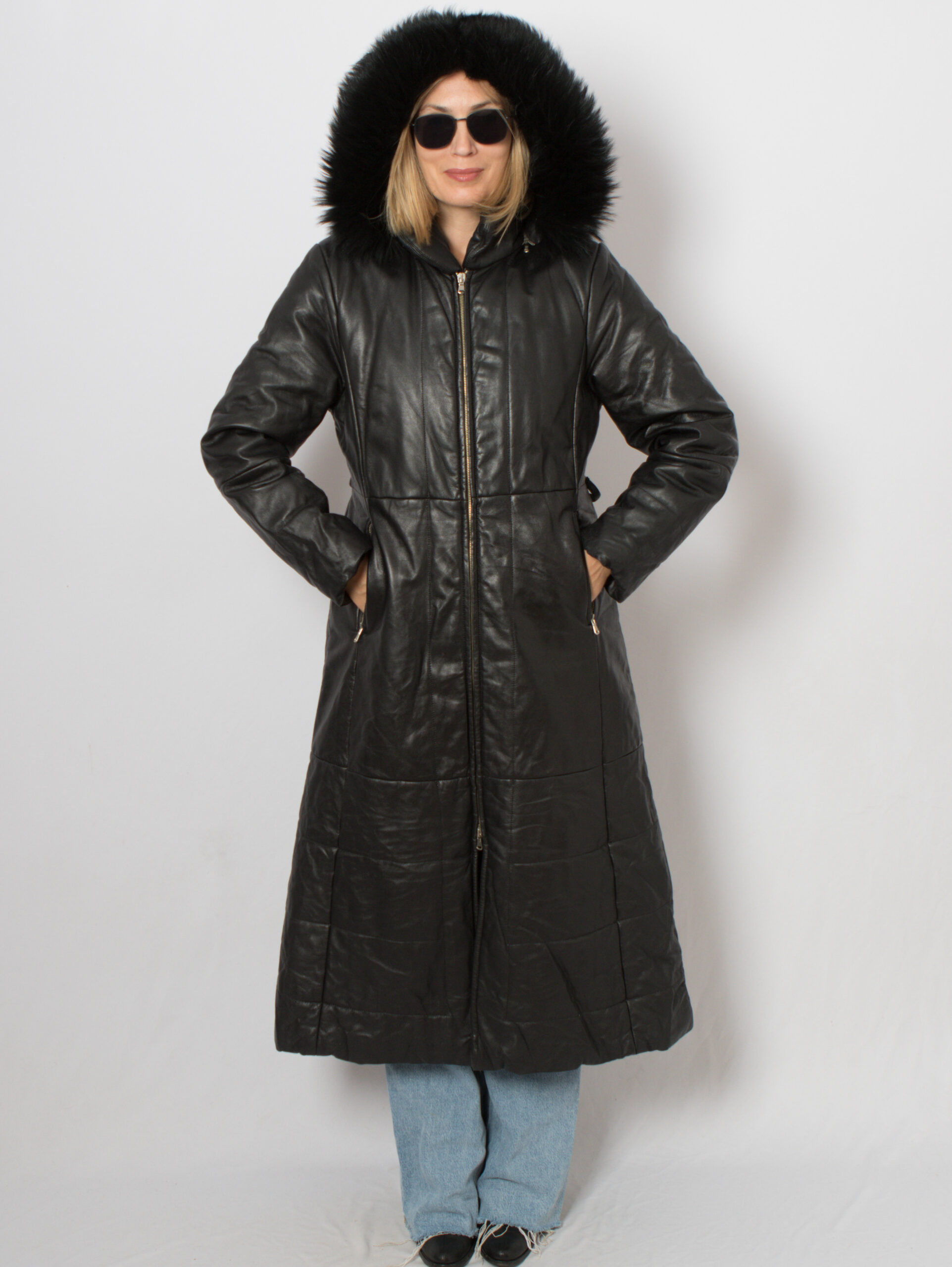 Vintage 100% Leather Coat with Hood Vintage 100% Leather Coat with Hood - Image 2