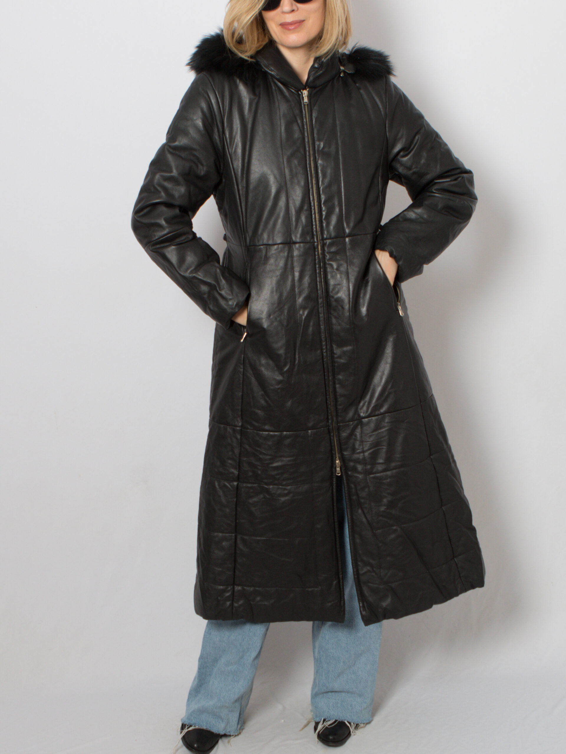 Vintage 100% Leather Coat with Hood Vintage 100% Leather Coat with Hood - Image 5