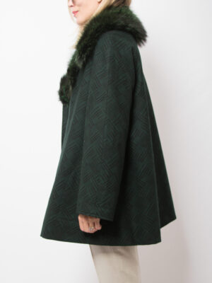 Vintage Green Coat with Fur Collar