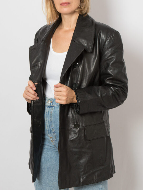 Vintage Black Leather Jacket - Image 5