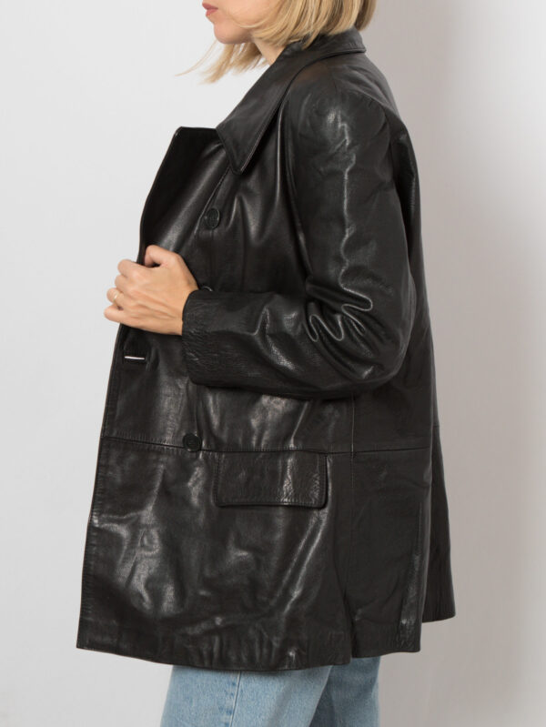 Vintage Black Leather Jacket - Image 2