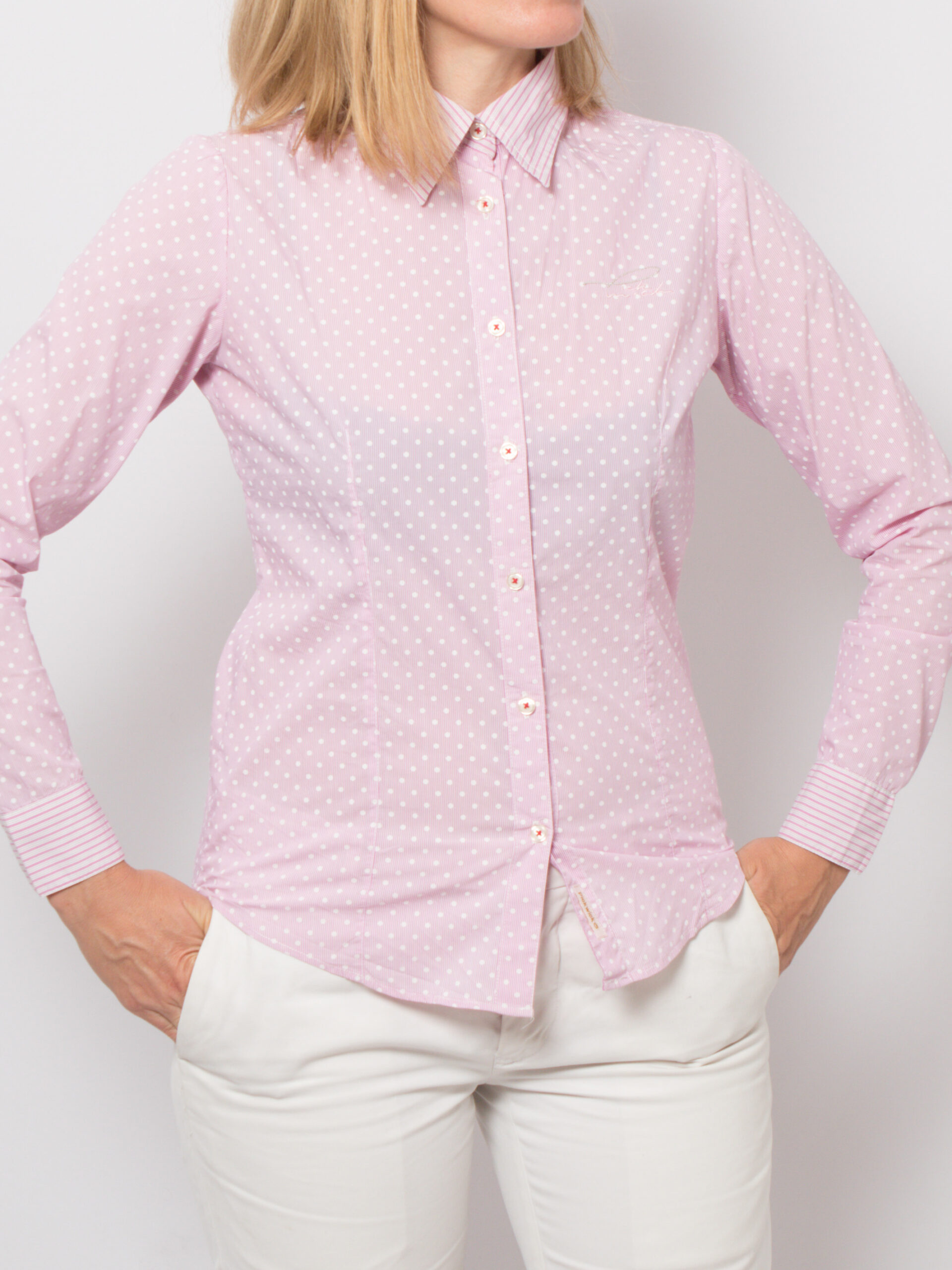 PICK WICK Polka Shirt Striped Collar PICK WICK Polka Shirt Striped Collar