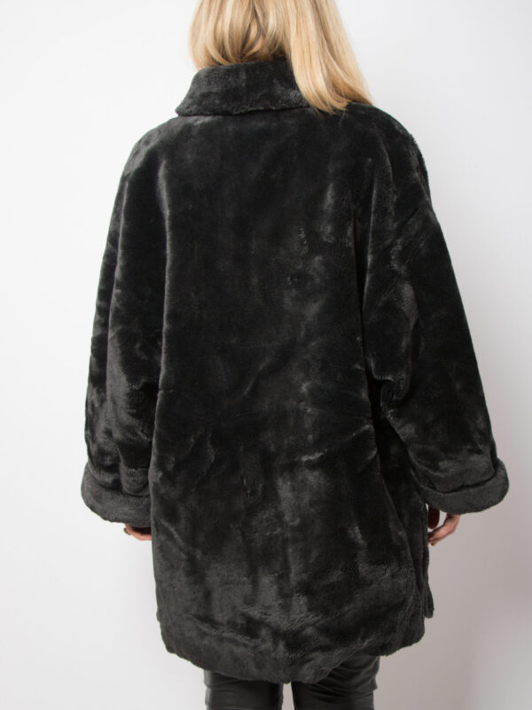 Vintage Grey Faux Fur Coat - Image 4
