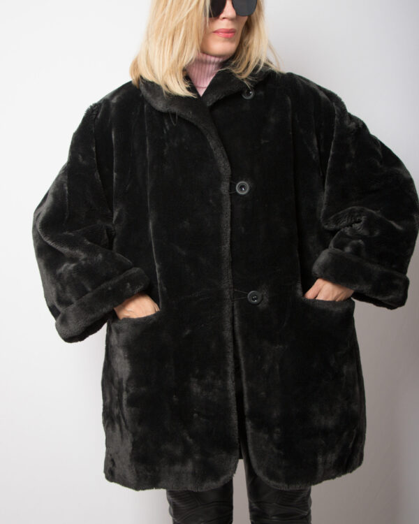 Vintage Grey Faux Fur Coat - Image 2