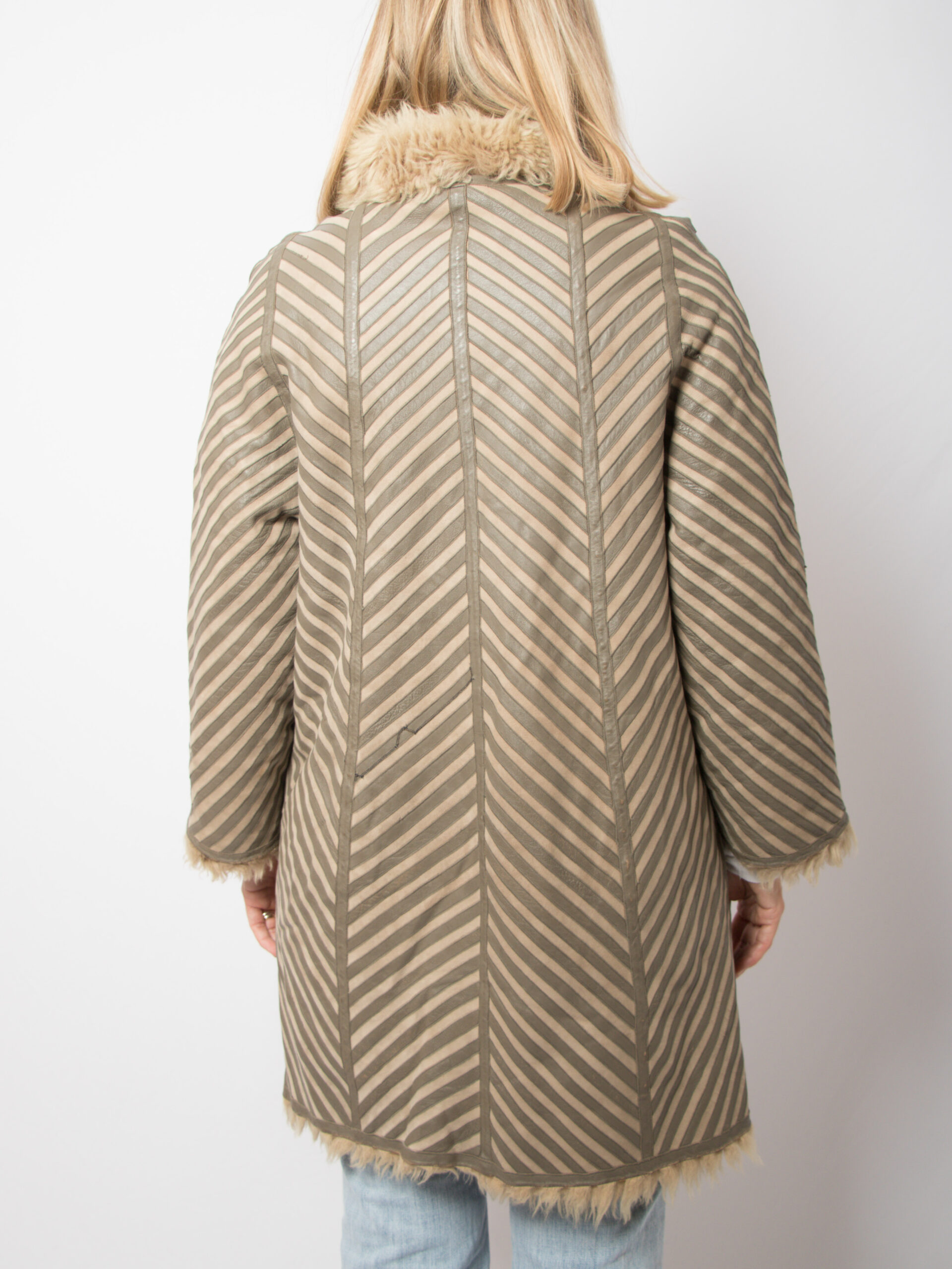 Vintage Striped Sheepskin Jacket Vintage Striped Sheepskin Jacket - Image 3