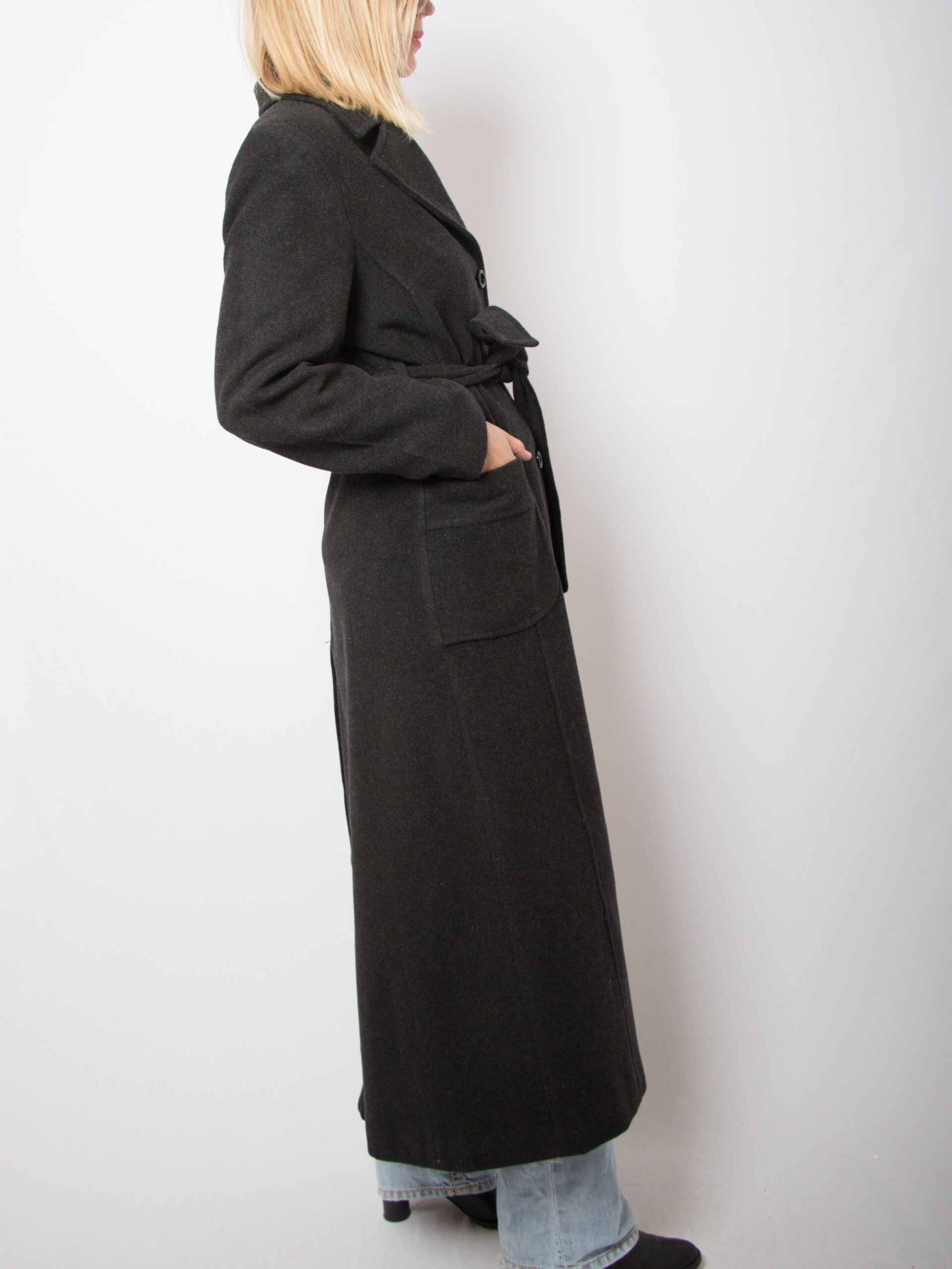Vintage Long Wool Coat with belt Vintage Long Wool Coat with belt - Image 3