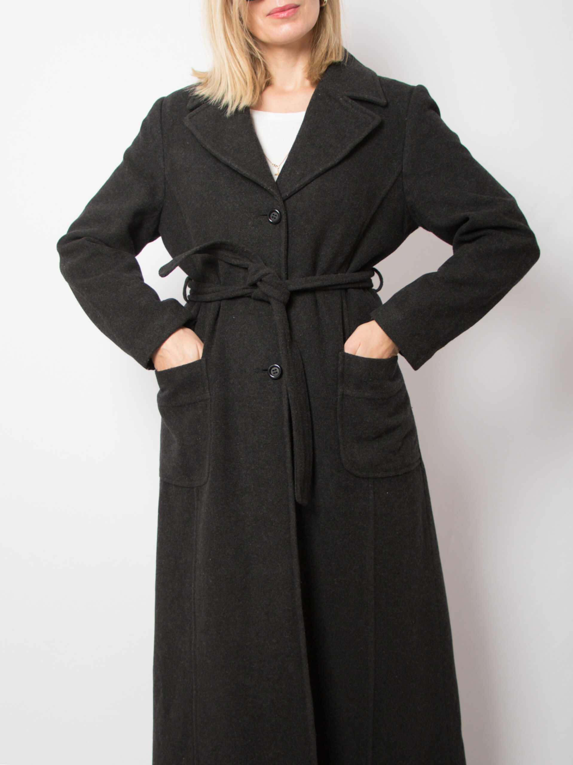 Vintage Long Wool Coat with belt Vintage Long Wool Coat with belt - Image 4