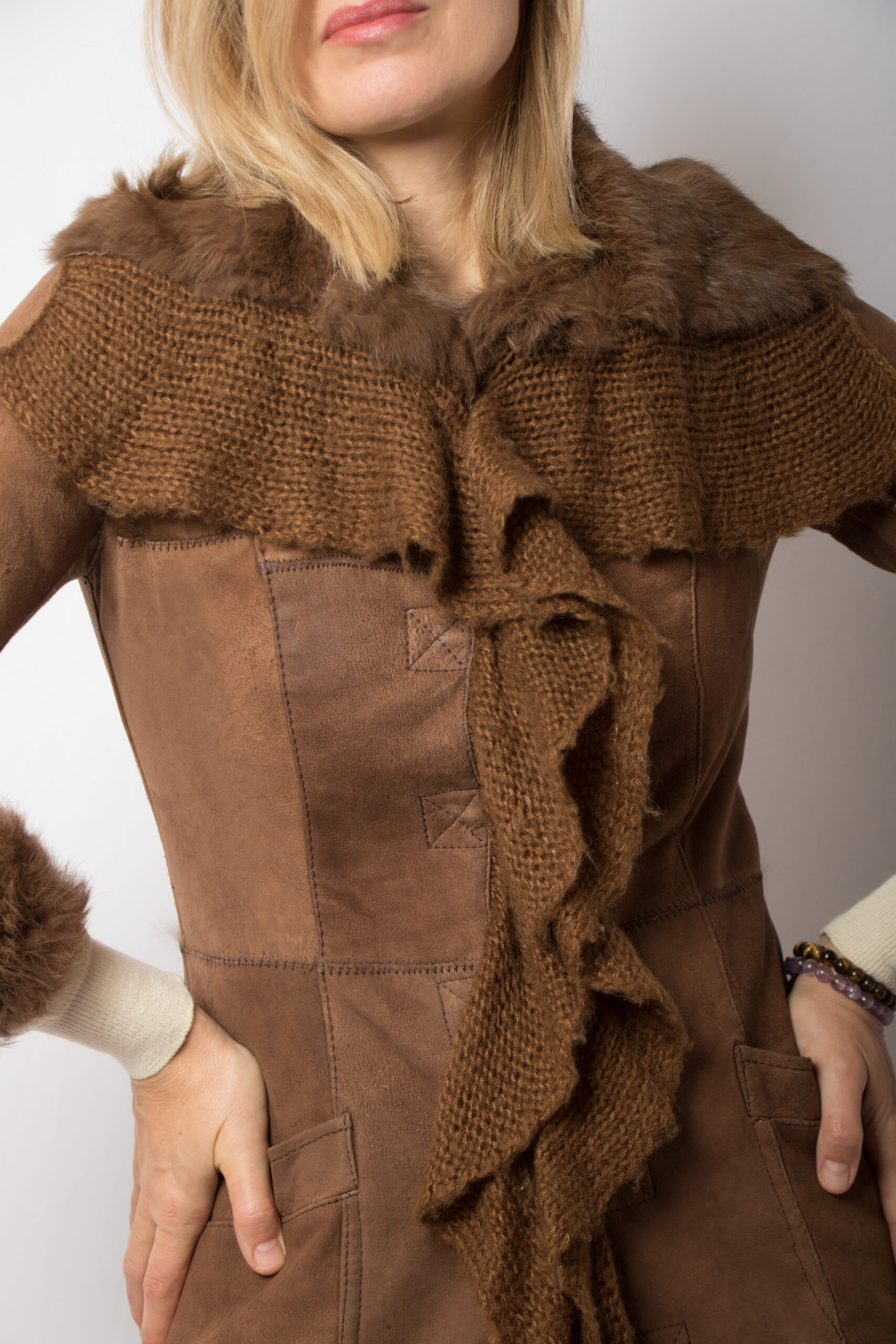 Stefanel Suede and Rabbit Fur Coat Stefanel Suede and Rabbit Fur Coat - Image 3