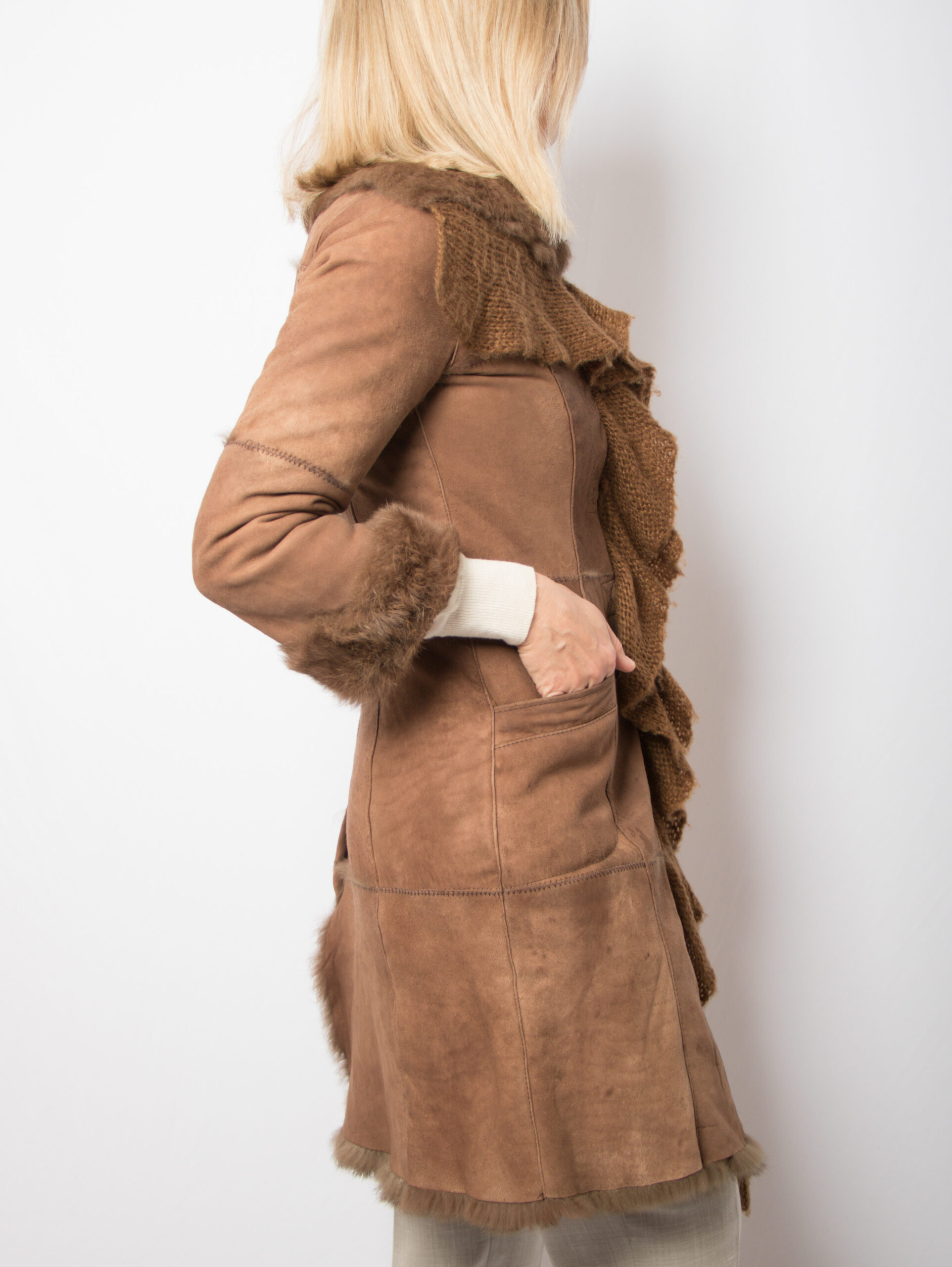 Stefanel Suede and Rabbit Fur Coat Stefanel Suede and Rabbit Fur Coat - Image 5