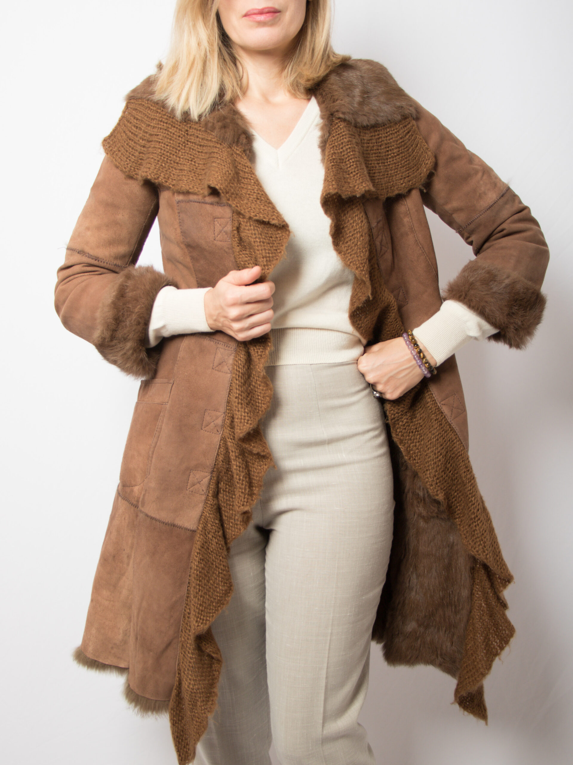 Stefanel Suede and Rabbit Fur Coat Stefanel Suede and Rabbit Fur Coat