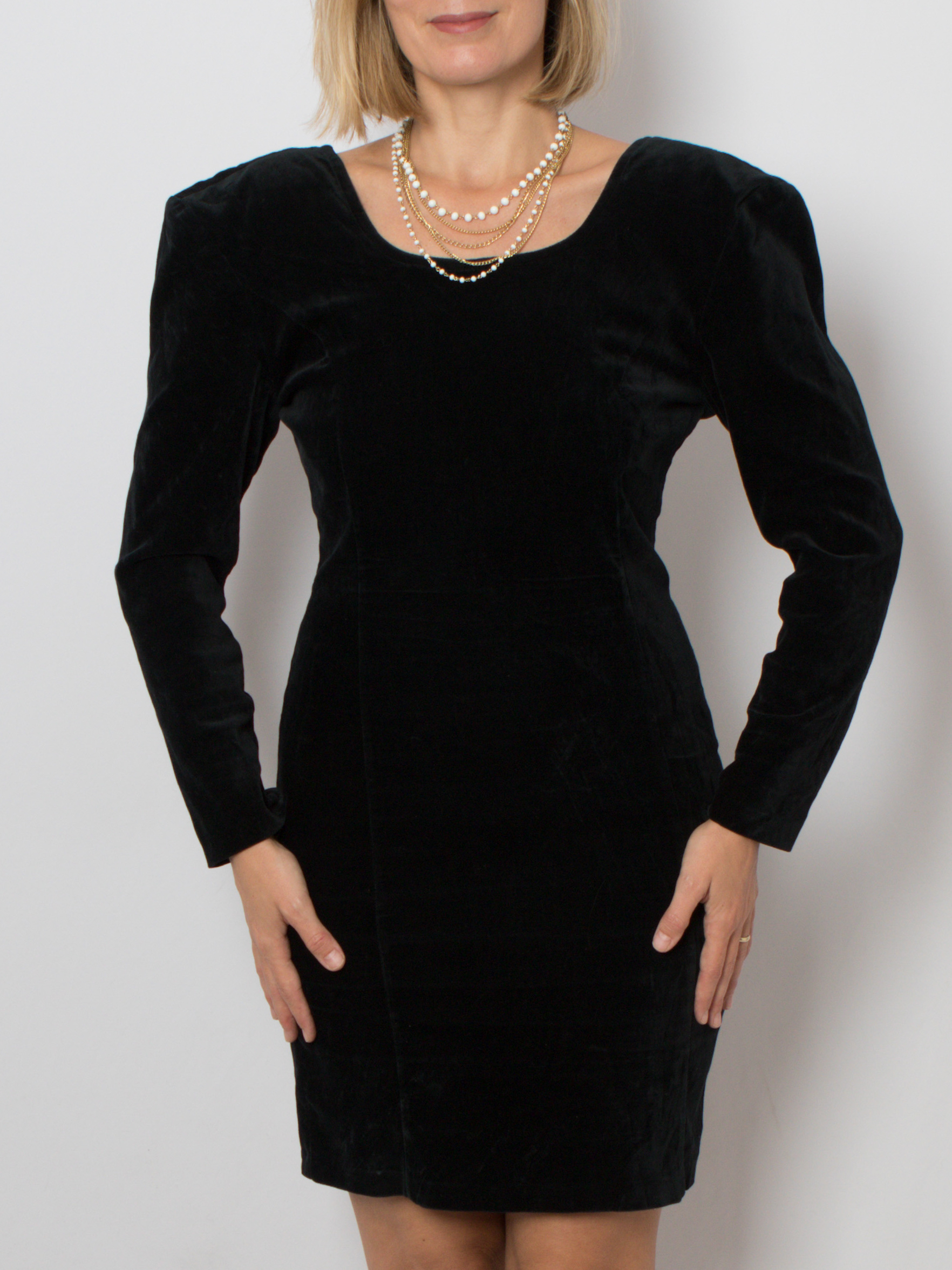 80s Black Velvet Mini Dress Vintage 1980s Black Velvet Cocktail Dress, Made in Italy by CLASS Size M