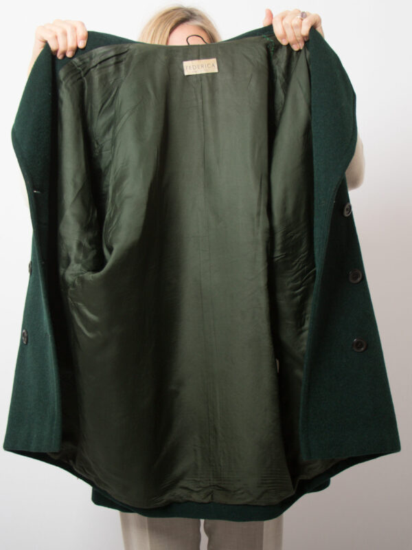 Vintage Oversized Green Overcoat - Image 7