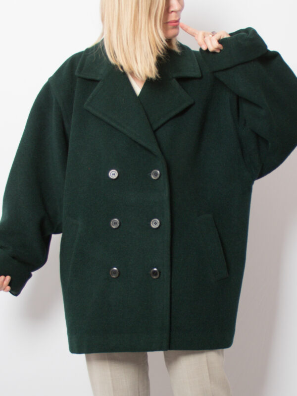 Vintage Oversized Green Overcoat - Image 2