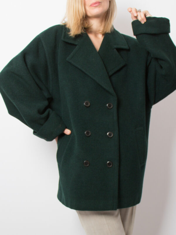 Vintage Oversized Green Overcoat - Image 5