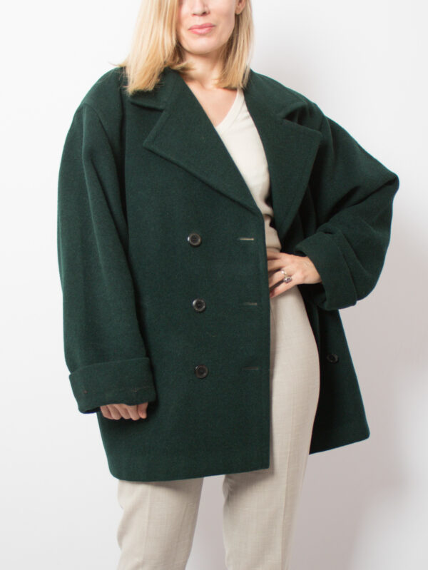 Vintage Oversized Green Overcoat - Image 6