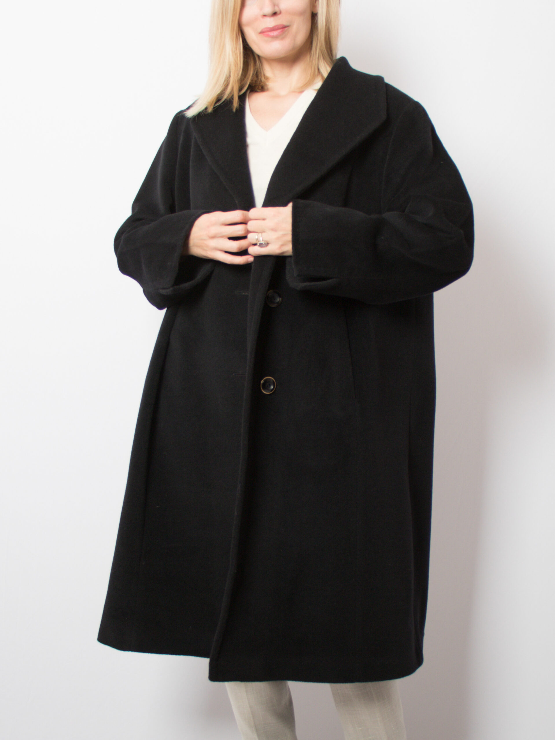 Vintage Black Wool Swing Coat Vintage Black Wool Swing Coat - Image 2