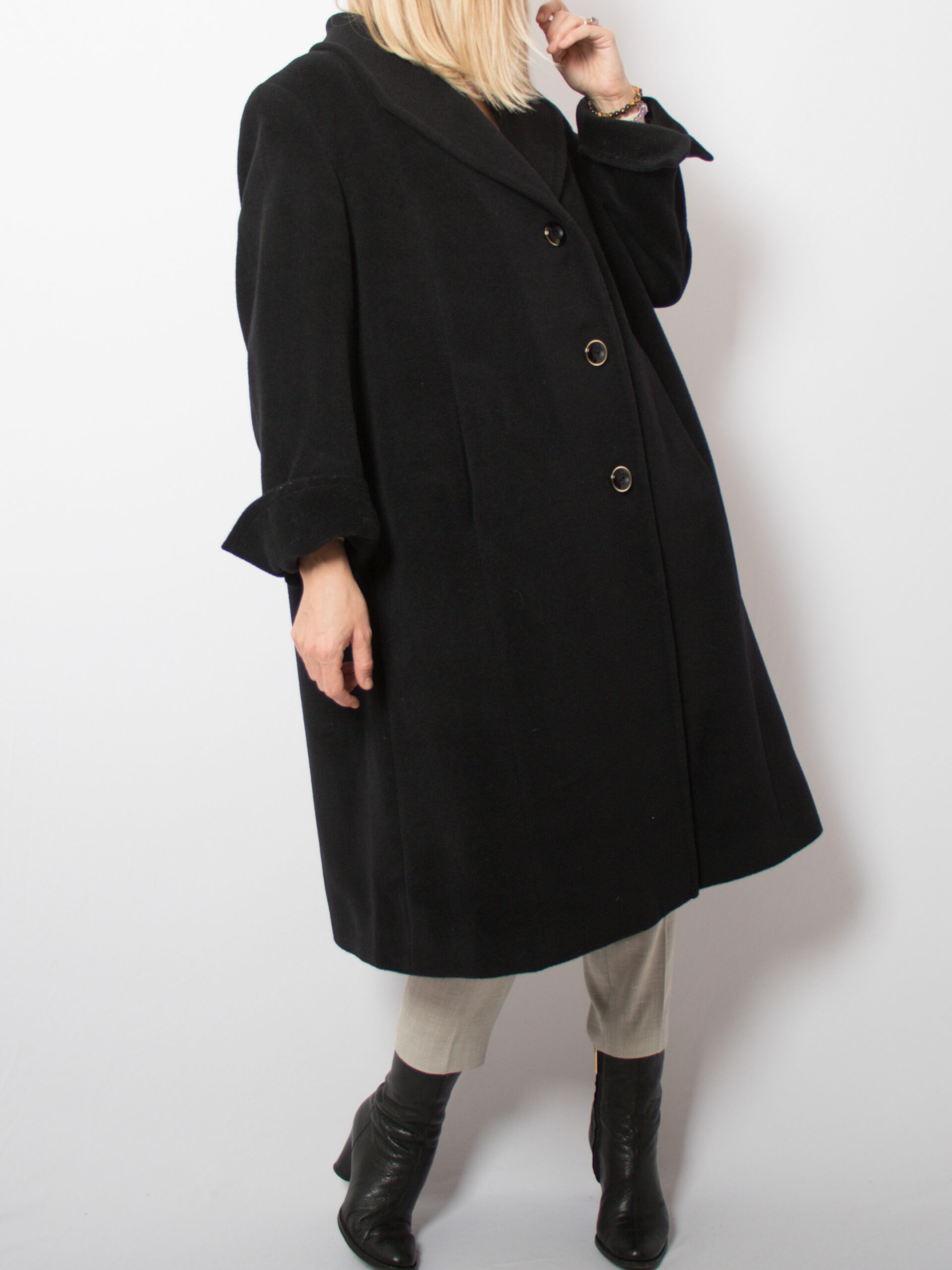 Vintage Black Wool Swing Coat Vintage Black Wool Swing Coat