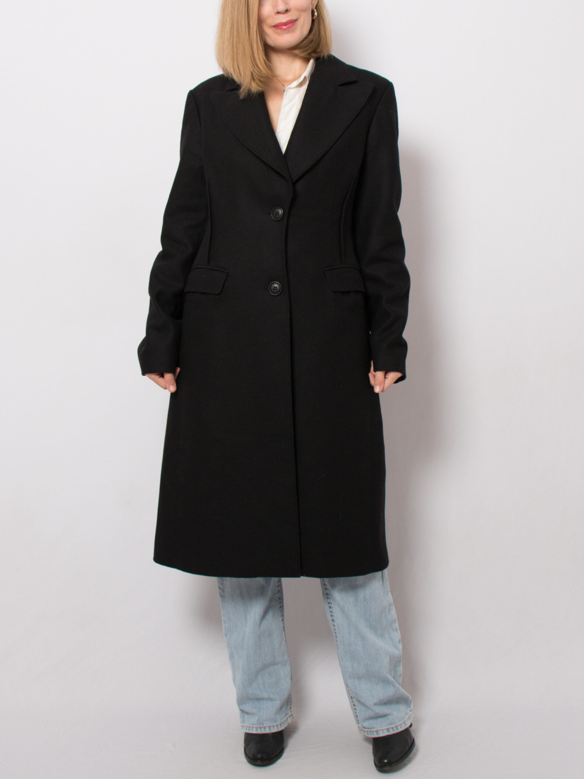 Minimalist Stefanel Black Wool Coat Minimalist Stefanel Black Wool Coat