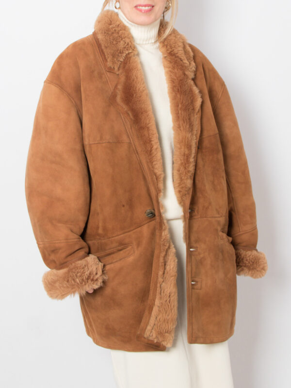 90s Suede Shearling Jacket - Image 2