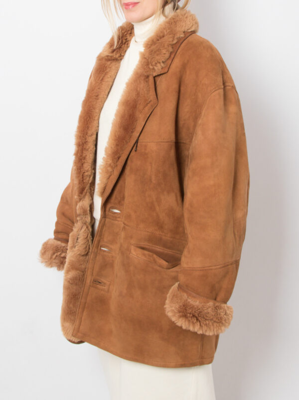 90s Suede Shearling Jacket - Image 3