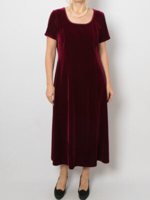 Vintage Burgundy Midi Velvet Dress