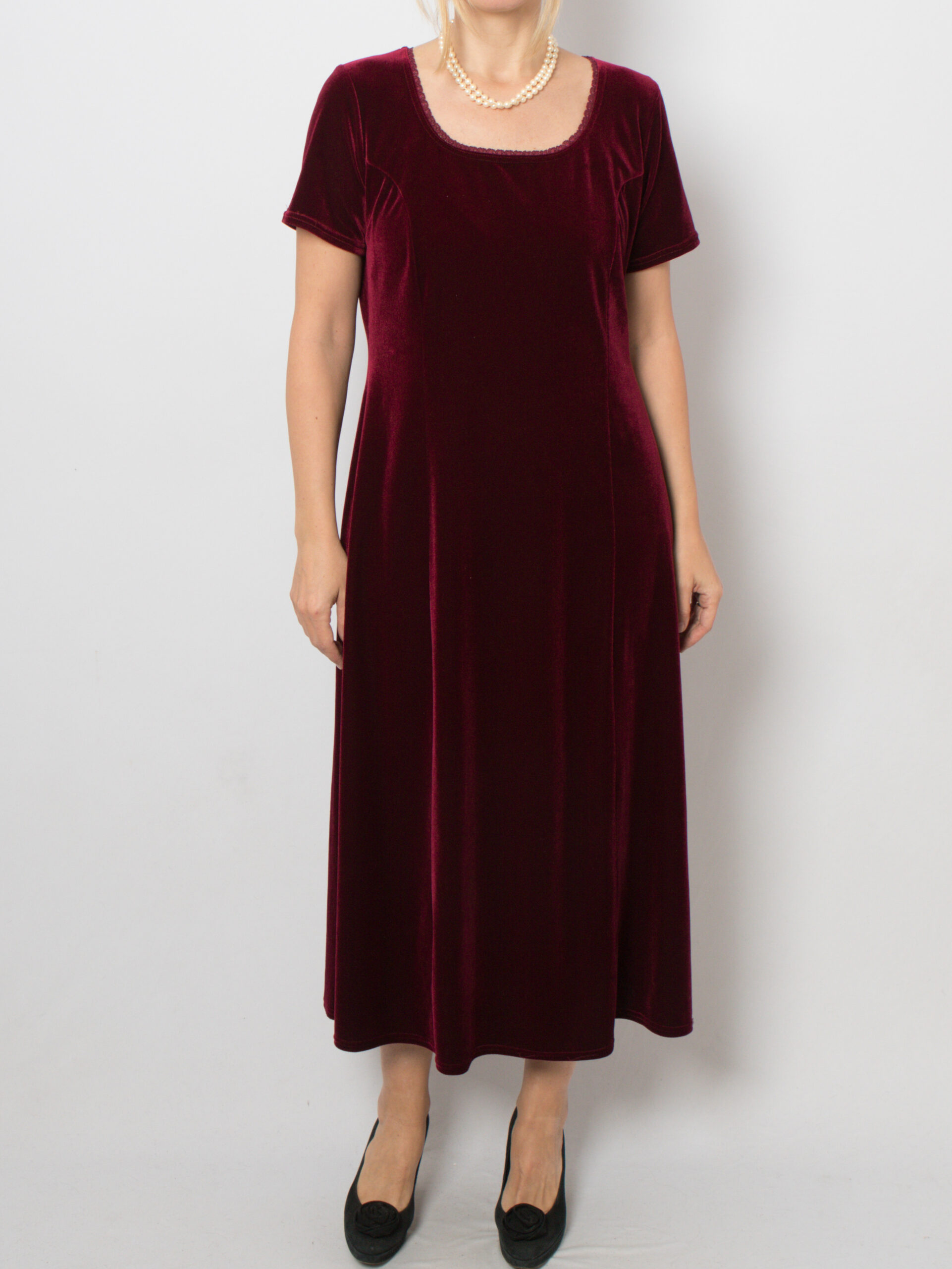 Vintage Burgundy Midi Velvet Dress Vintage Burgundy Midi Velvet Dress