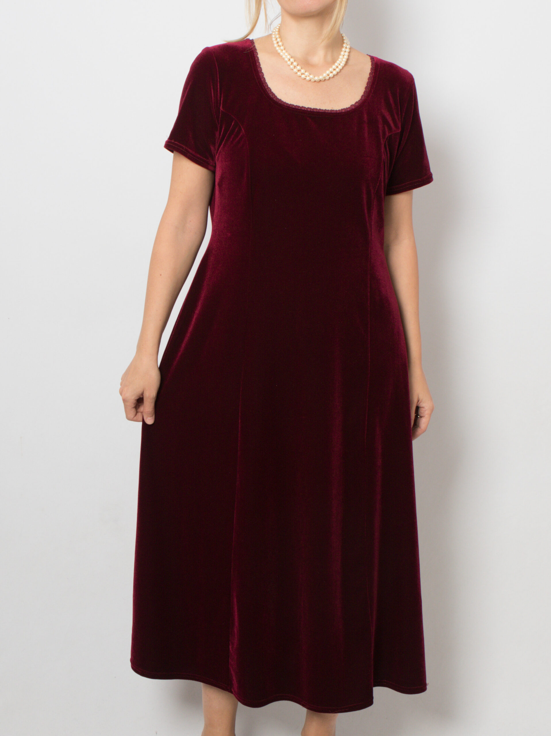 Vintage Burgundy Midi Velvet Dress Vintage Burgundy Midi Velvet Dress - Image 2